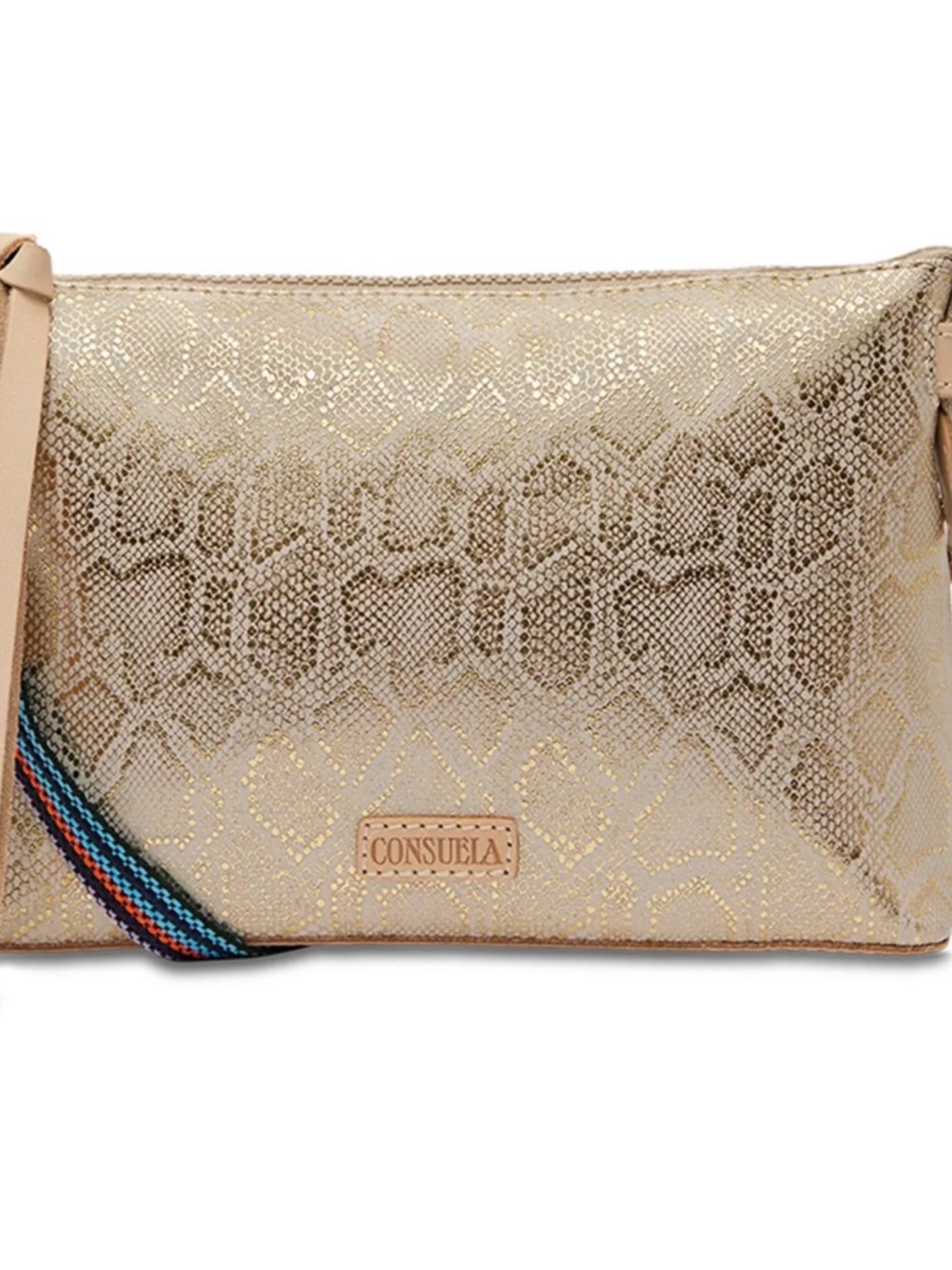 Consuela Leah Midtown Gold Python Print Crossbody Bag & matching card organizer - Picture 2 of 14
